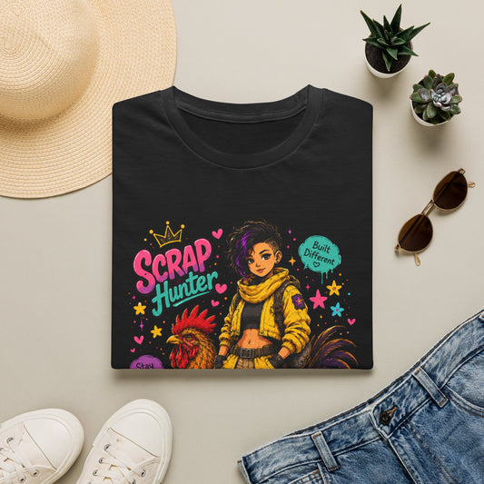 Scrap Hunter shirt | Post-Apocalyptic Girl with Rooster illustration