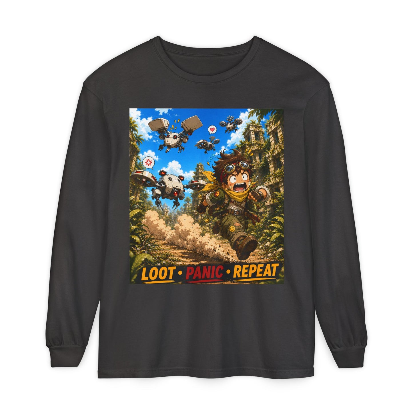 Loot Panic Repeat graphic long sleeve