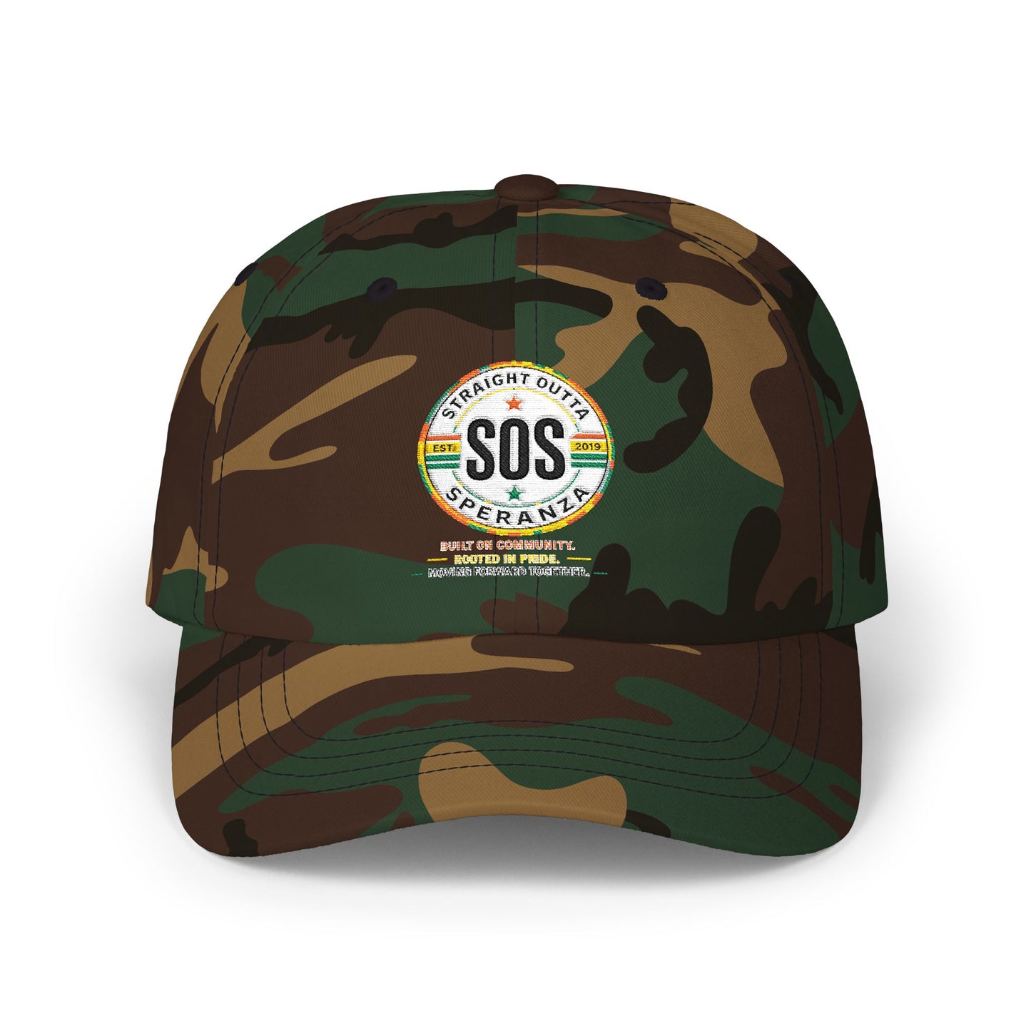 SOS Vintage Stripe Dad Cap — Classic Embroidered Cotton Baseball Hat