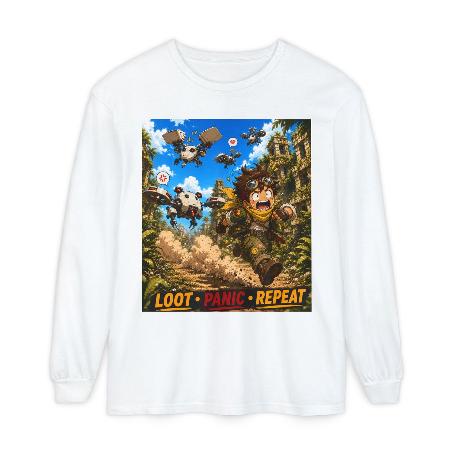 Loot Panic Repeat graphic long sleeve
