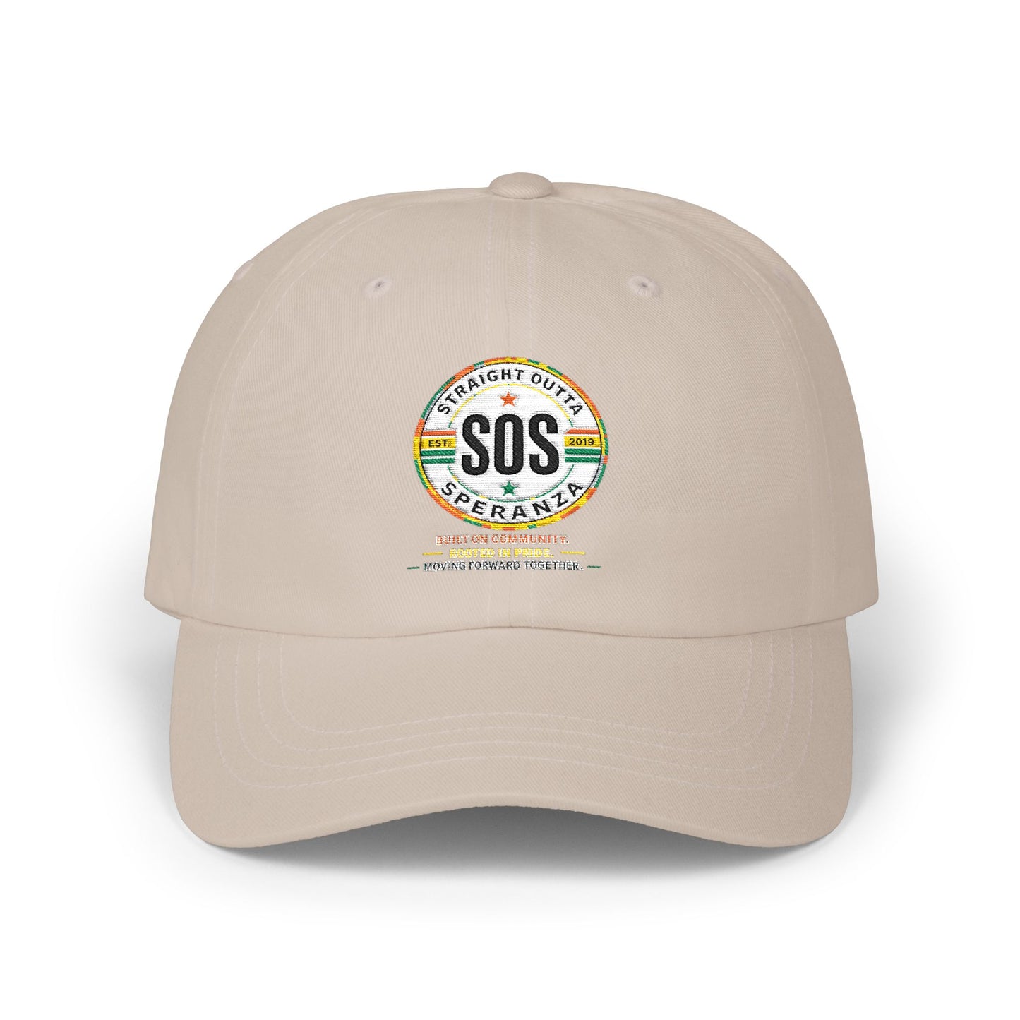 SOS Vintage Stripe Dad Cap — Classic Embroidered Cotton Baseball Hat