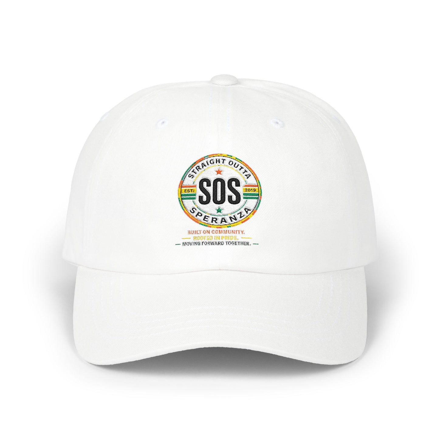SOS Vintage Stripe Dad Cap — Classic Embroidered Cotton Baseball Hat
