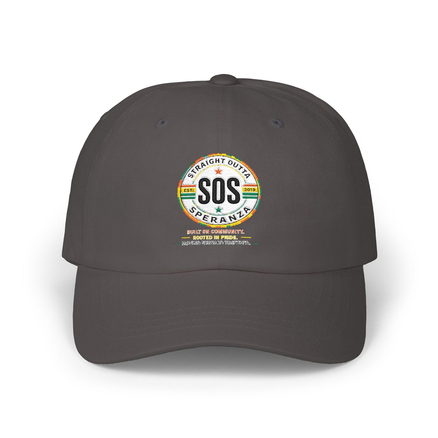 SOS Vintage Stripe Dad Cap — Classic Embroidered Cotton Baseball Hat
