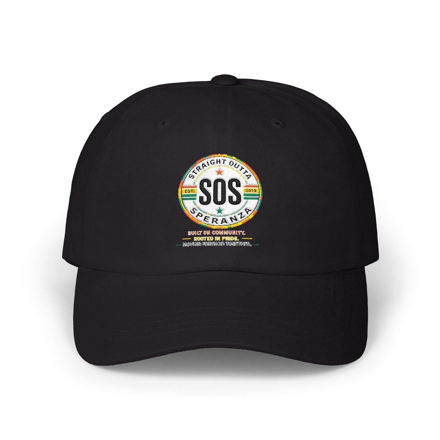 SOS Vintage Stripe Dad Cap — Classic Embroidered Cotton Baseball Hat