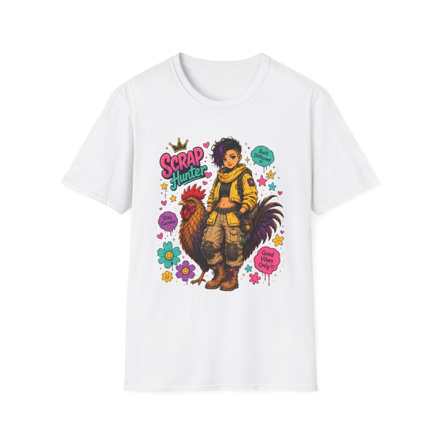 Scrap Hunter shirt | Post-Apocalyptic Girl with Rooster illustration