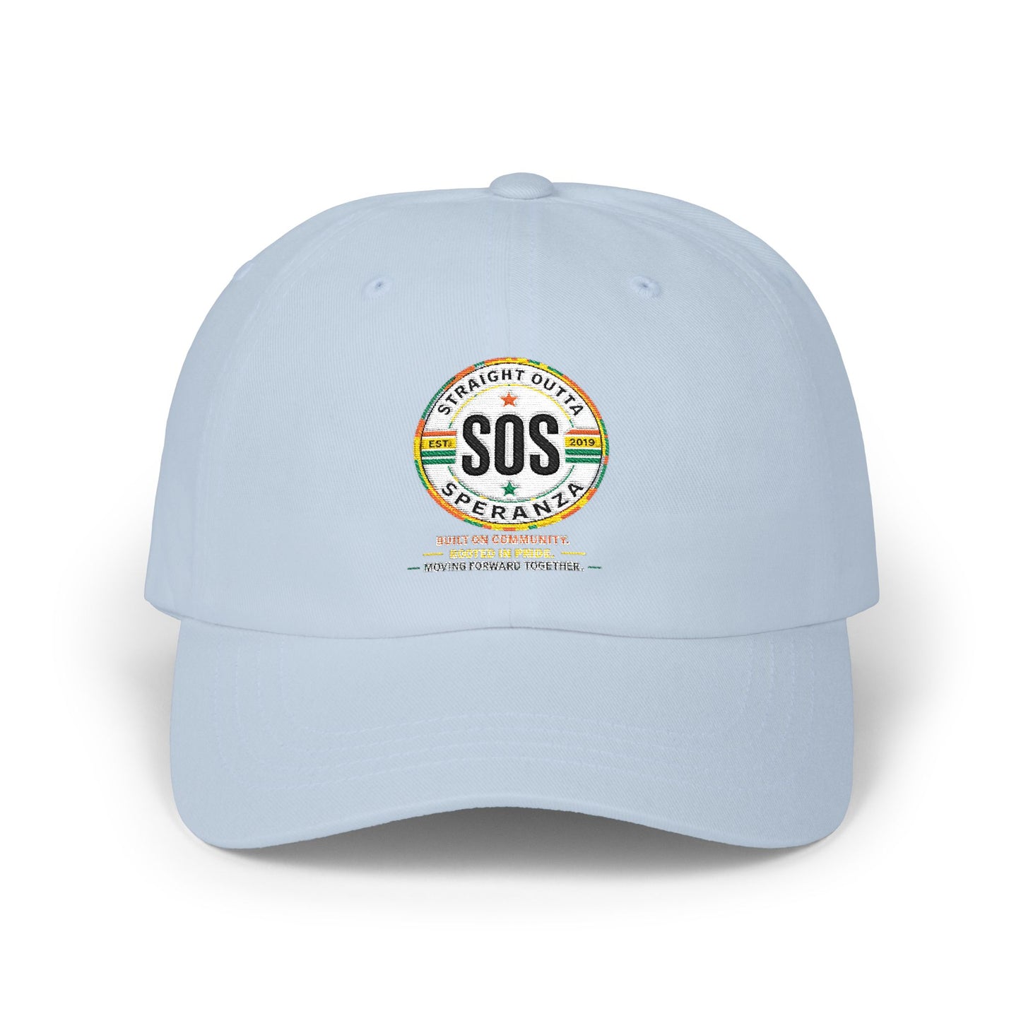 SOS Vintage Stripe Dad Cap — Classic Embroidered Cotton Baseball Hat