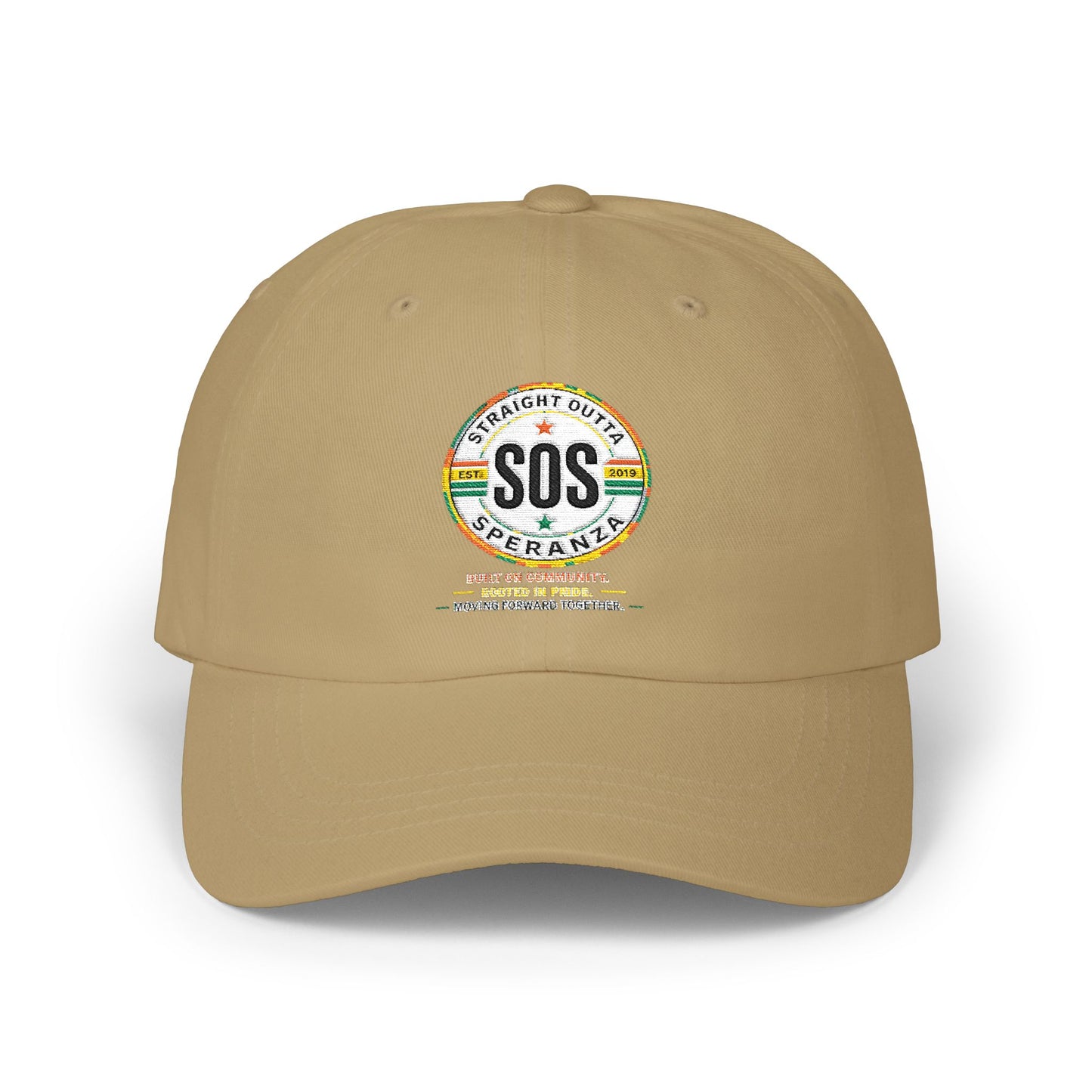 SOS Vintage Stripe Dad Cap — Classic Embroidered Cotton Baseball Hat