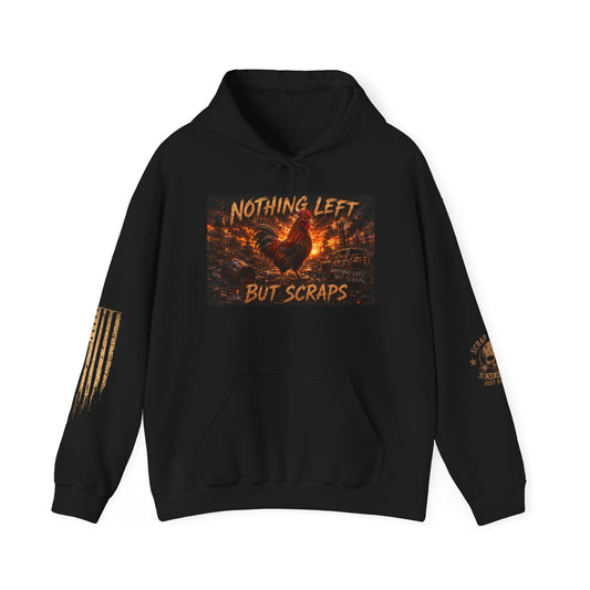 Nothing Left But Scraps Rooster Hoodie | Distressed Flag Sleeve