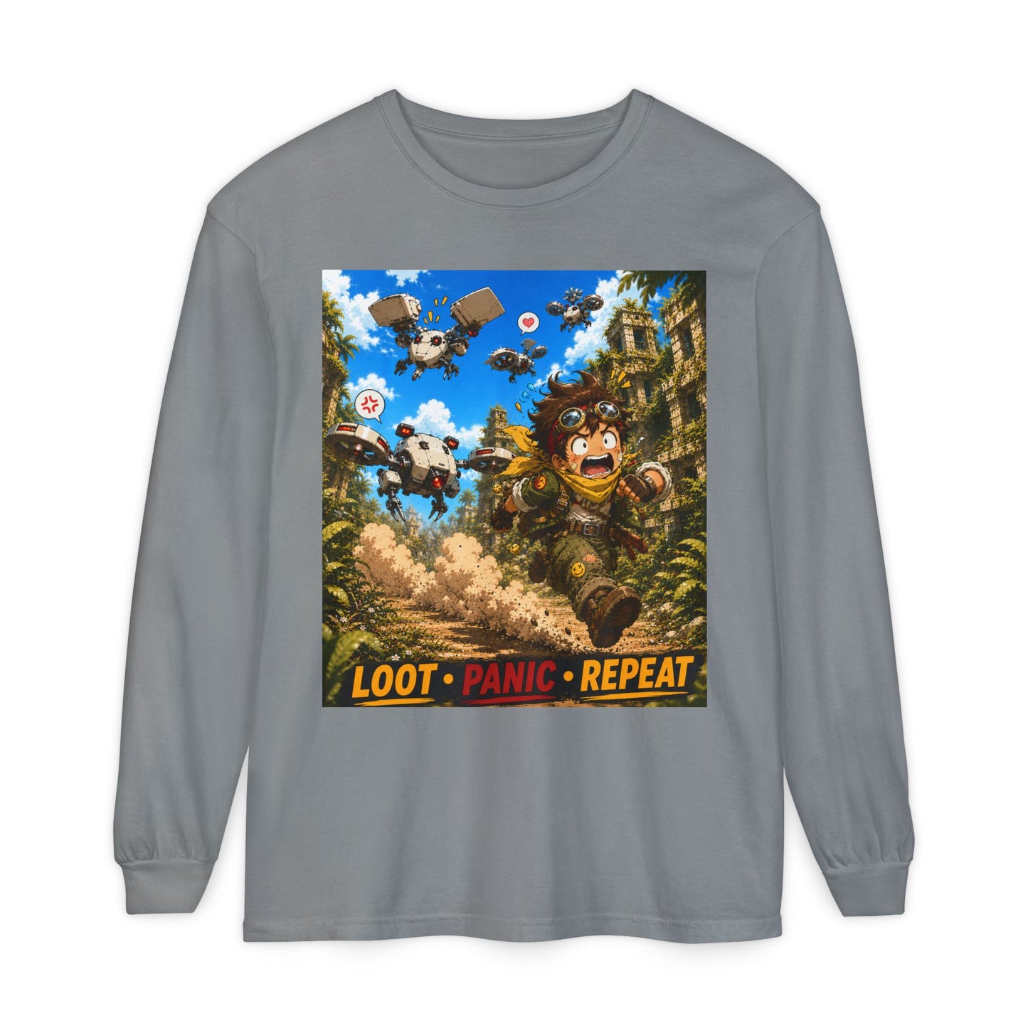 Loot Panic Repeat graphic long sleeve