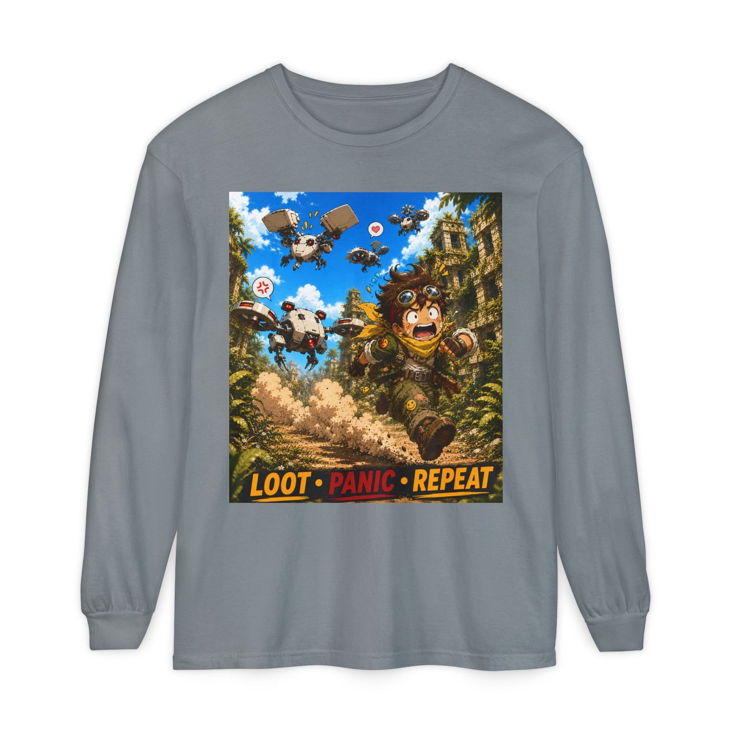 Loot Panic Repeat graphic long sleeve
