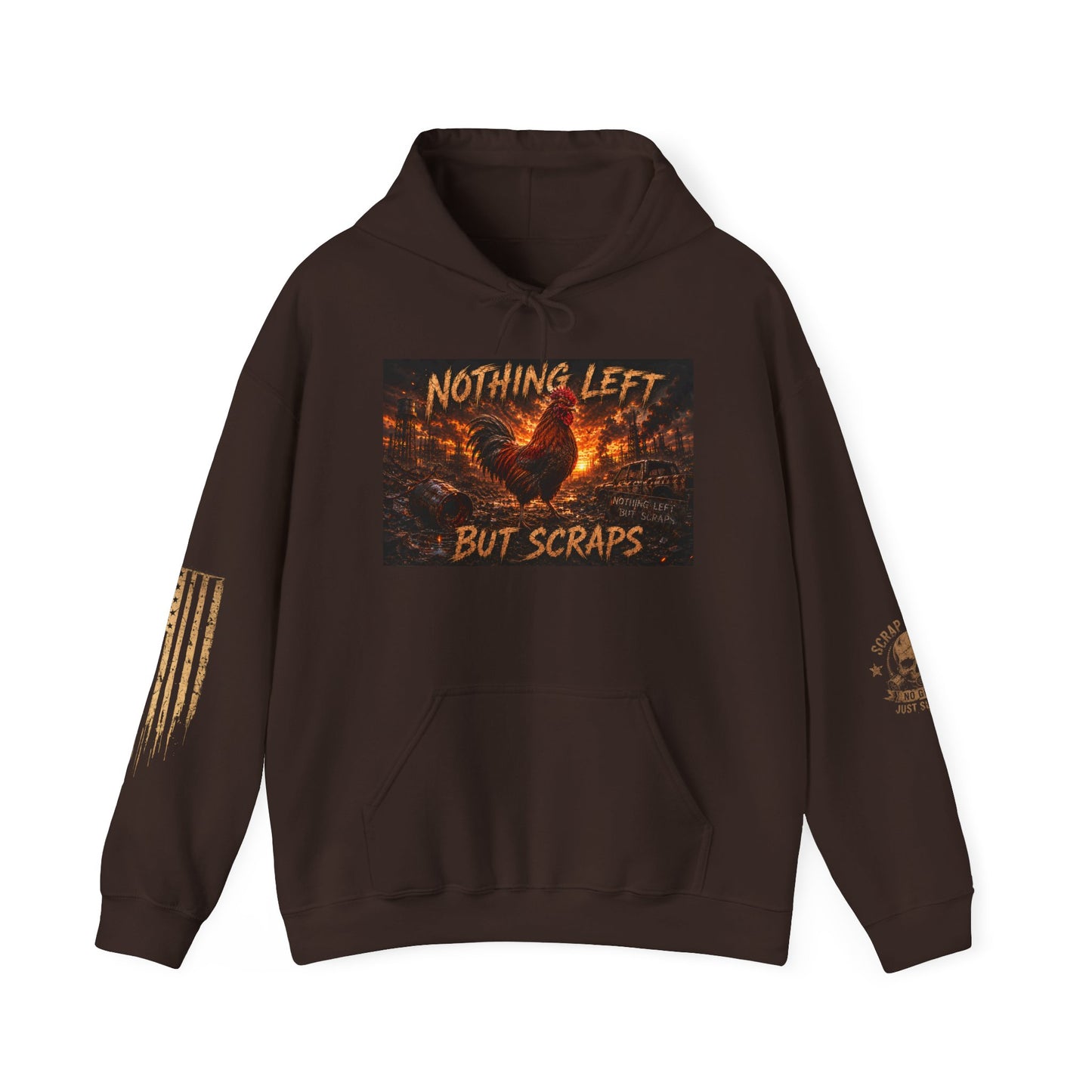 Nothing Left But Scraps Rooster Hoodie | Distressed Flag Sleeve