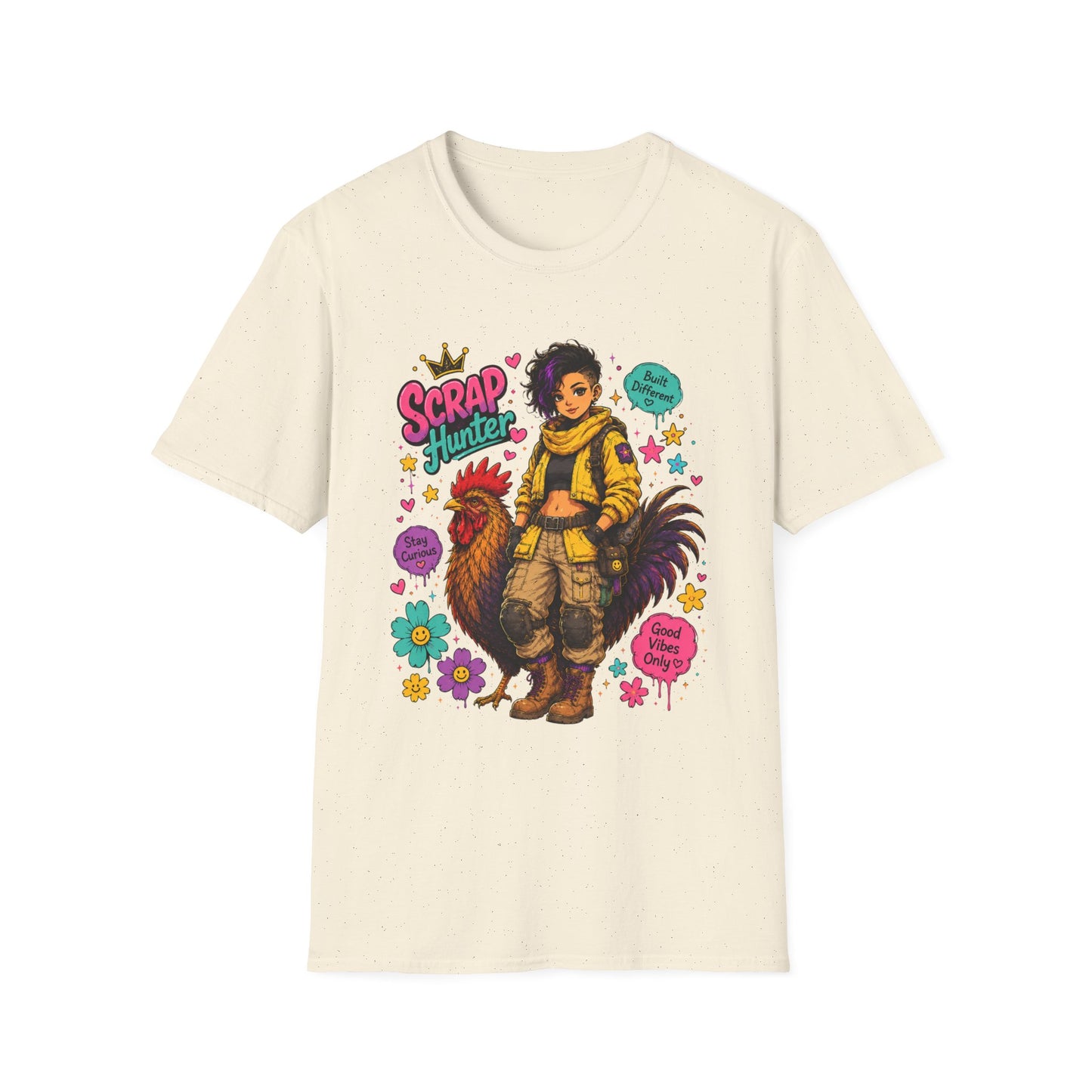 Scrap Hunter shirt | Post-Apocalyptic Girl with Rooster illustration